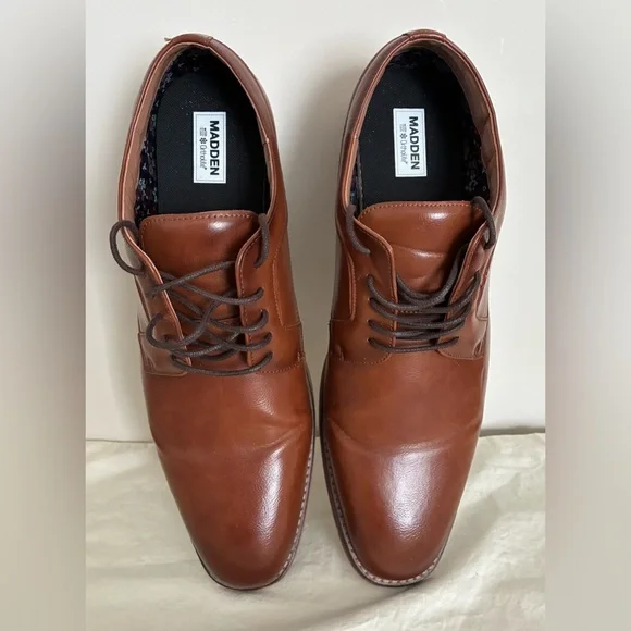 Madden Ortholite Men’s Vegan Leather Oxford Lace-up Dress Shoes, Cognac; Size 13